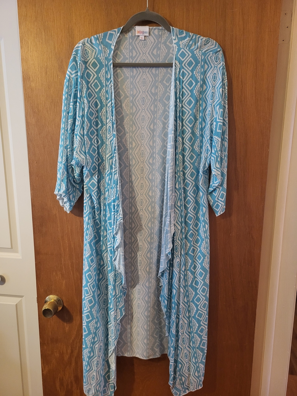 LuLaRoe Blue Aztec Open-Front Duster Kimono